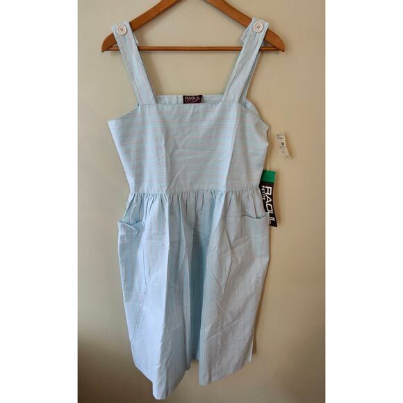 Vintage Women's Sundress Deadstock Blue Apron Cottage S/M - Picture 1 of 8